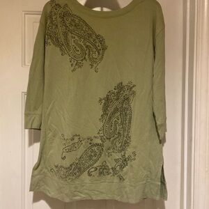 Chico's Zenergy Women’s Green 3/4 Sleeves Top Sz 1(8/10)